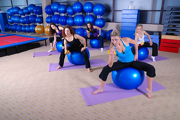 Image showing beautiful young girls working out in a gym