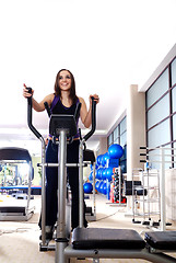 Image showing Women working out on spinning bikes at the gym 