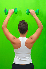 Image showing fitness training with dumbbell 