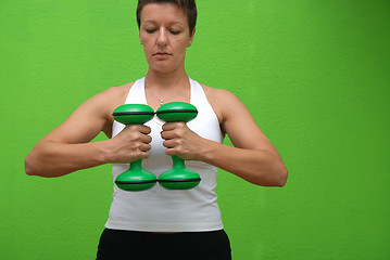 Image showing fitness training with dumbbell 