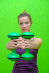 Image showing fitness training with dumbbell 