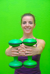 Image showing fitness training with dumbbell 