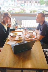 Image showing happy couple at lunch 