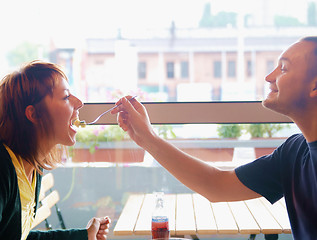 Image showing happy couple at lunch 