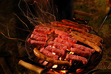 Image showing sausages on grill