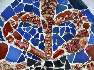 Image showing Red and blue old colorful mosaic