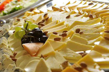 Image showing Food, fresh, health, vegetarian, eating, cheese,  grape, fruit, 