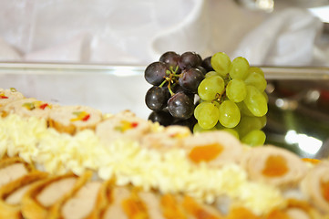 Image showing Food, fresh, health, vegetarian, eating, cheese,  grape, fruit, 