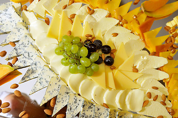 Image showing Food, fresh, health, vegetarian, eating, cheese,  grape, fruit, 