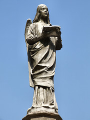 Image showing Reading angel stone sculpture