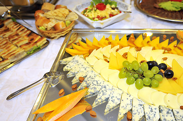 Image showing Food, fresh, health, vegetarian, eating, cheese,  grape, fruit, 