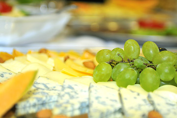 Image showing Food, fresh, health, vegetarian, eating, cheese,  grape, fruit, 