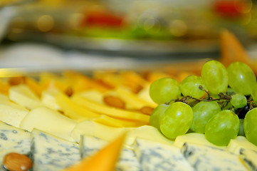 Image showing Food, fresh, health, vegetarian, eating, cheese,  grape, fruit, 