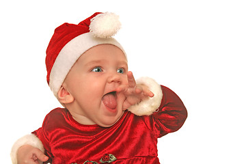 Image showing Christmas baby in awe