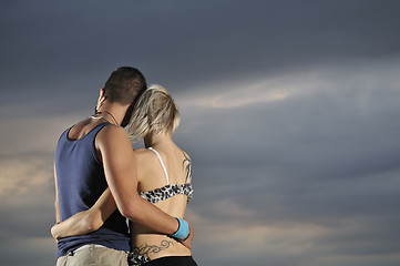 Image showing romantic urban couple dancing outdoor