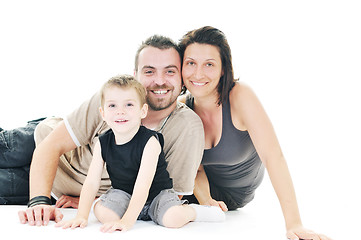 Image showing happy young family isolated on white