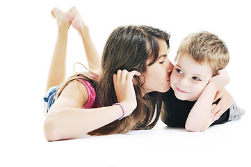 Image showing happy child couple isolated on white