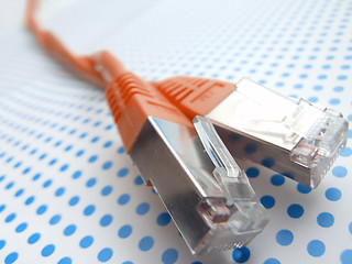 Image showing red ethernet cables macro