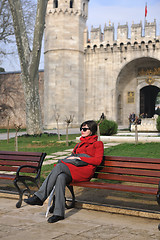 Image showing woman visit ancient istambul in turkey