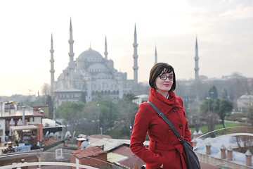 Image showing woman visit ancient istambul in turkey