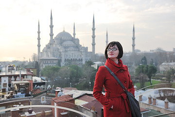 Image showing woman visit ancient istambul in turkey