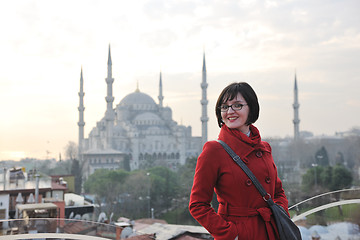 Image showing woman visit ancient istambul in turkey