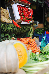 Image showing fresh fruits and vegetables at market