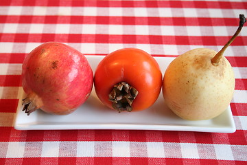 Image showing Pomegranate,Persimmon and Nashi-pear