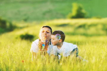 Image showing woman child bubble