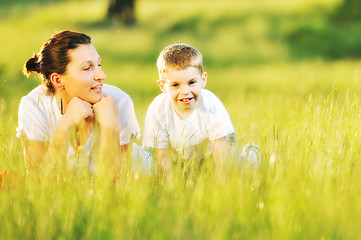 Image showing woman child bubble