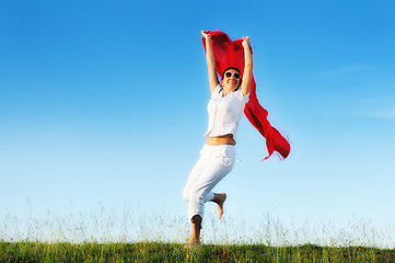 Image showing woman meadow scarf