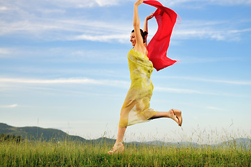 Image showing woman meadow scarf