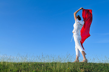 Image showing woman meadow scarf