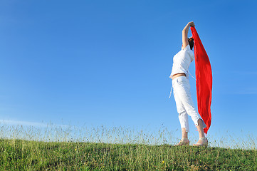 Image showing woman meadow scarf