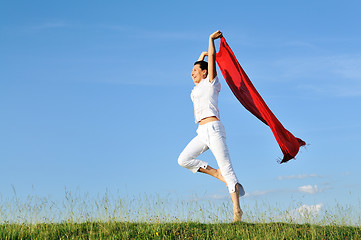 Image showing woman meadow scarf