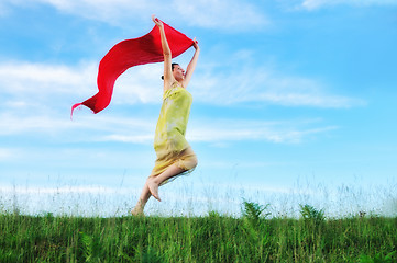 Image showing woman meadow scarf