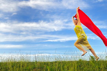 Image showing woman meadow scarf 