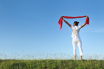 Image showing woman meadow scarf 