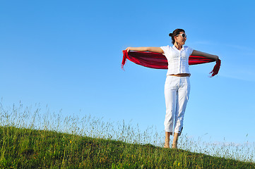 Image showing woman meadow scarf 