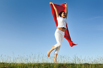 Image showing woman meadow scarf 