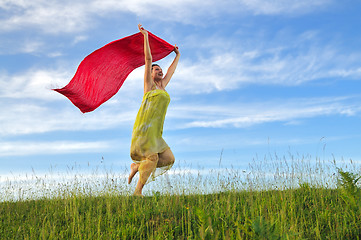 Image showing woman meadow scarf 