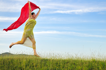 Image showing woman meadow scarf 