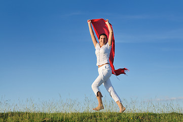 Image showing woman meadow scarf 