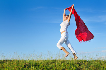 Image showing woman meadow scarf 