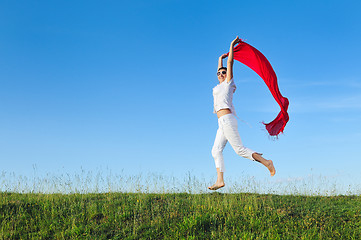 Image showing woman meadow scarf 