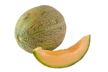 Image showing Whole and slice of Australian rockmelon