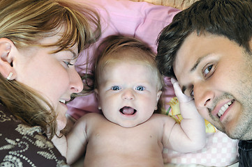 Image showing portrait of young family with  cute little babby