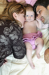 Image showing portrait of young family with  cute little babby