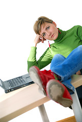 Image showing casual girl relaxing at the office