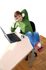 Image showing casual girl relaxing at the office